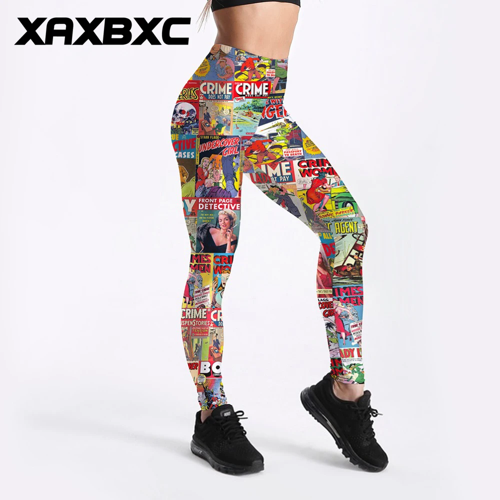 

3193 Girl Comics Crimes Women Detective Printed Elastic Slim GYM Fitness Women Sport Leggings Yoga Pants Trousers Plus Size