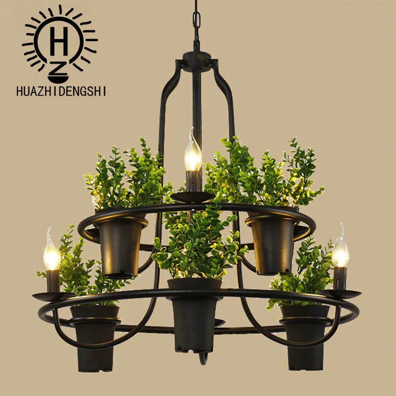

light green field bonsai art chandelier American restaurant decoration droplight balcony of flowers and plants