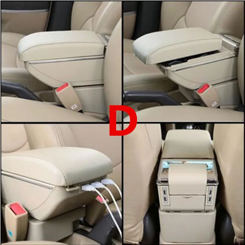 For Ford Ka+ Plus armrest box central Store content box storage interior car-styling decoration accessories parts 15-19 - Название цвета: D style Beige