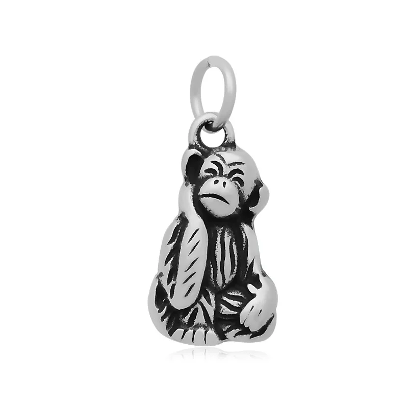12*27mm 10pcs/lot Stainless Steel DIY monkey Bead Charms for Pendant Necklace Bracelet Bangle Jewelry Making | Украшения и
