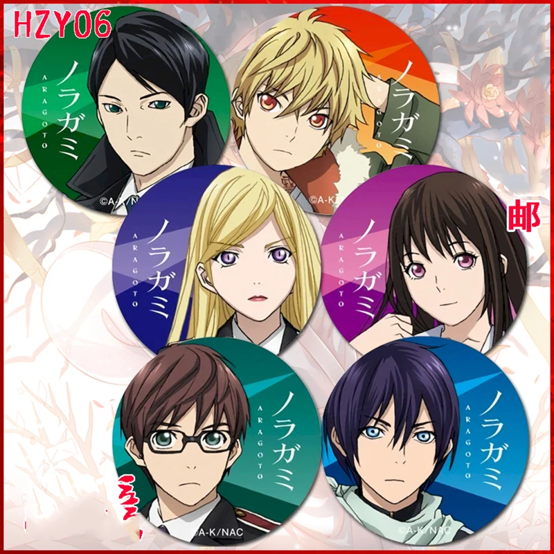 

ZXFJXR 58MM Noragami Aragoto Yato Iki Hiyori Yukine Ebisiu Icons On Backpack Brooch Badges Collect