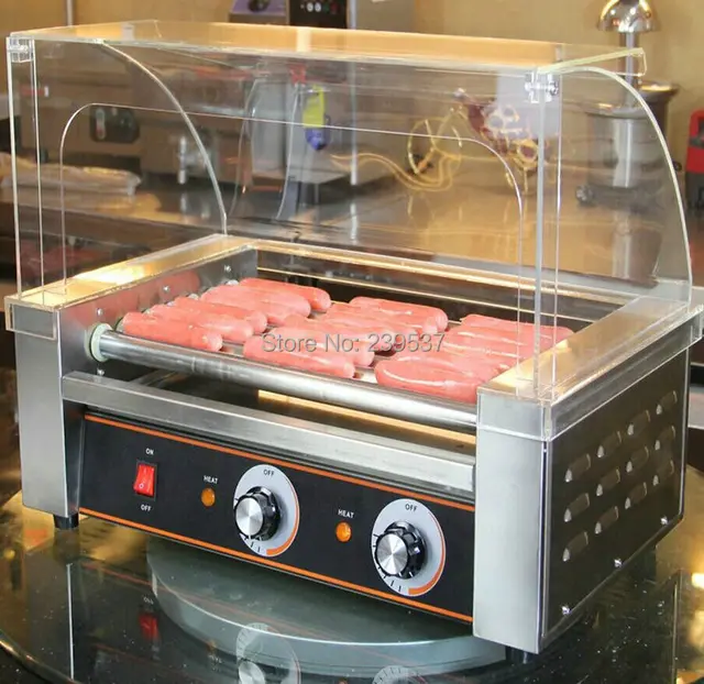 commercial stainless steel 220V 7 roller hot dog roaster Double