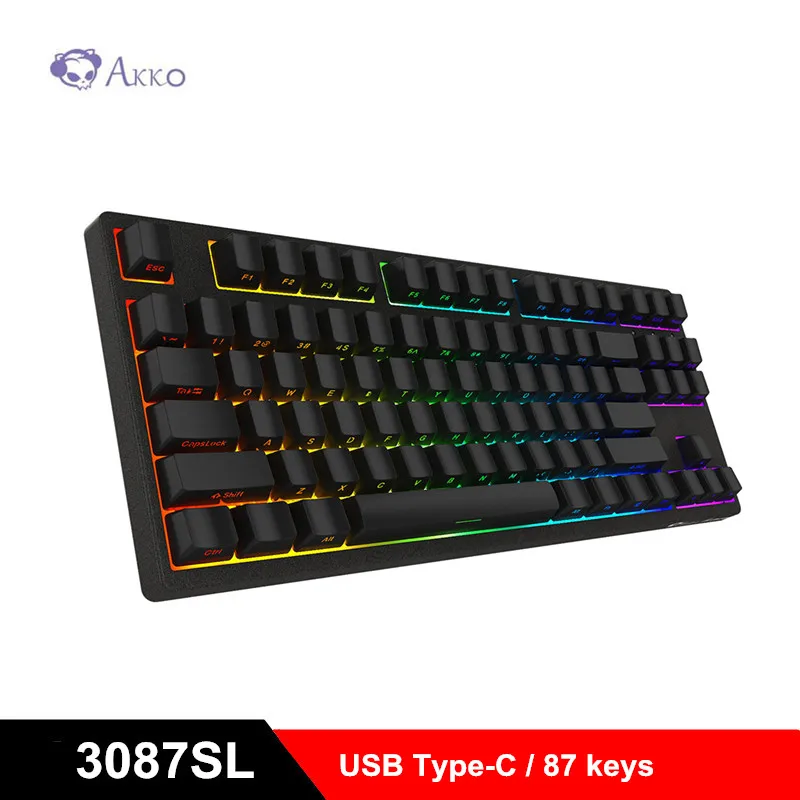 

AKKO Ducky 3087SL Game Mechanical Keyboard Side Lettering Cherry Switch RGB Backlight Wired Type-C Gaming Keyboards Side Letter