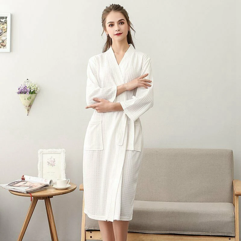 Online Frauen Männer Bad Robe Baumwolle Waffel Dusche Nachtwäsche Nachthemden Robe Männlich Weiblich Bademantel Lange Frau Mann Pyjamas M XXXL