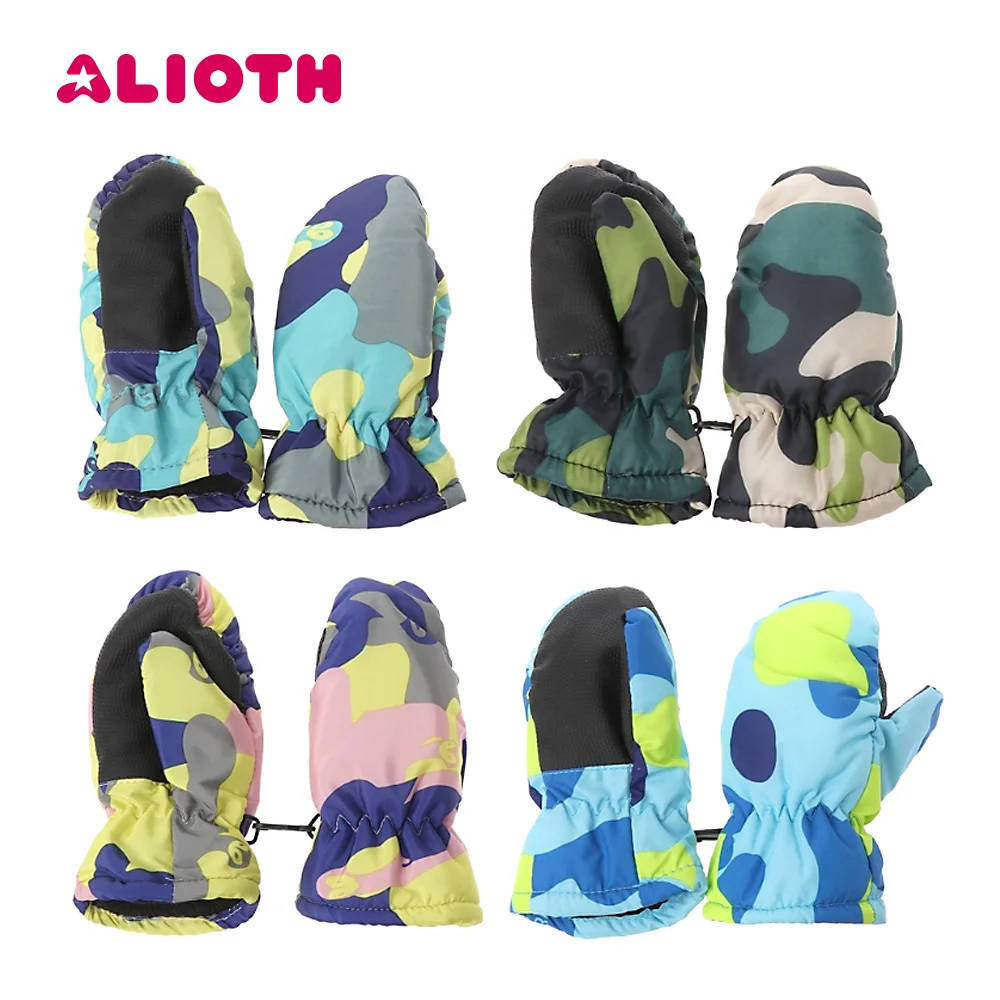 Alioth Baby Winter Waterproof Warm Mittens Toddler Camouflage Ski
