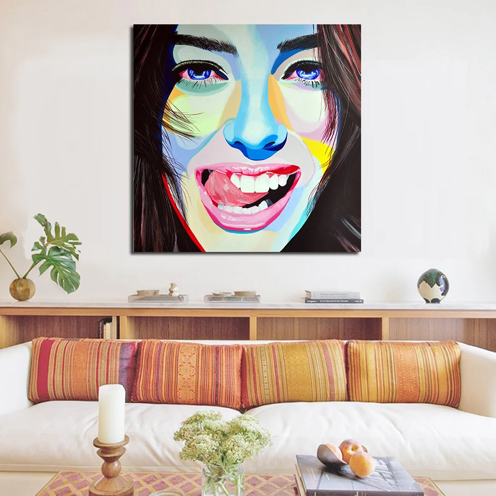 Modern Decorative Pictures Framed Wall Art Prints Canvas Colorful Woman