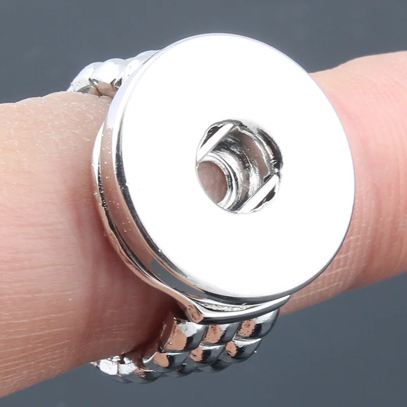 10PCS Wholesale Elastic Snap Ring Jewelry DIY 18mm Metal Snaps Button Ring For Women Fashion Jewelry 3