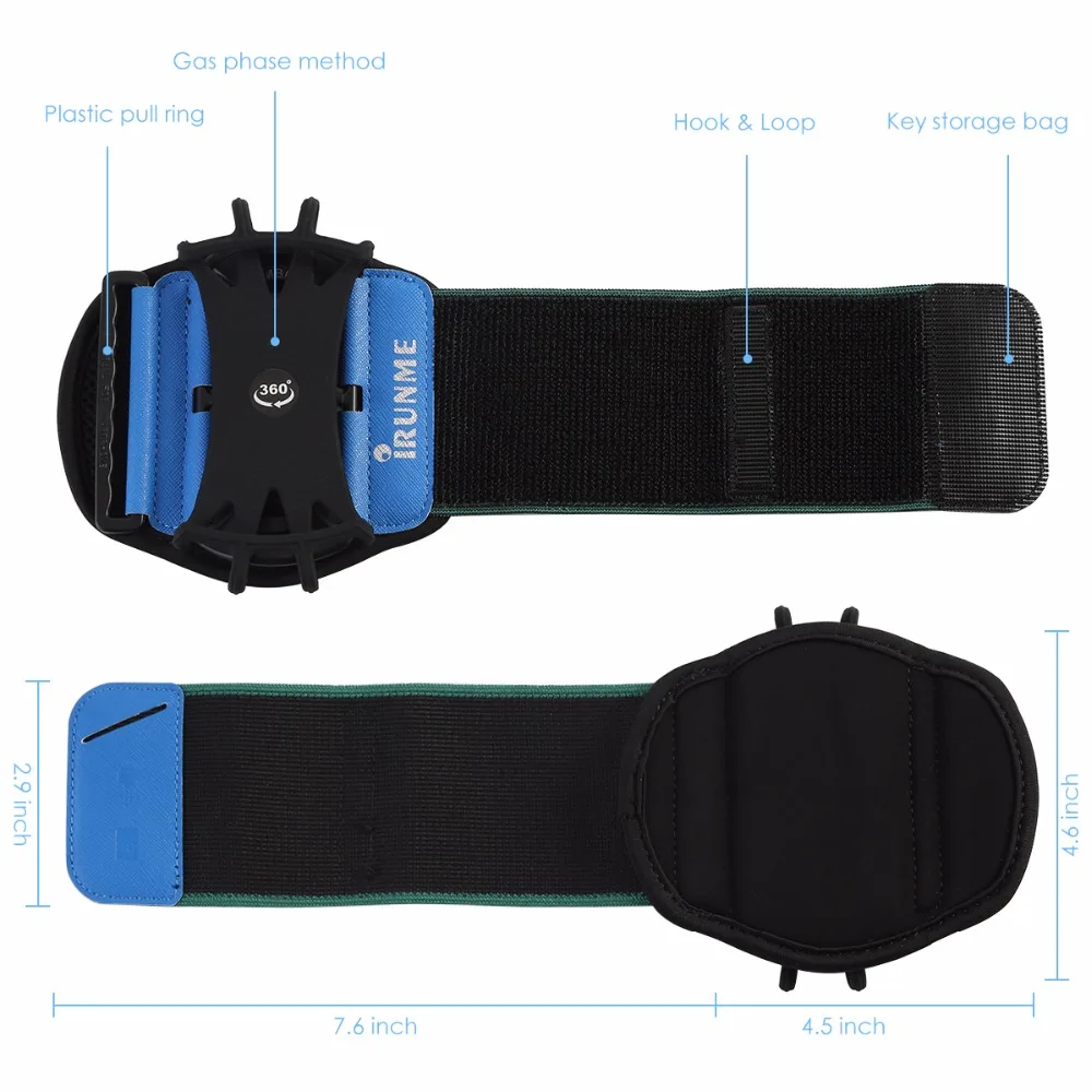 SOONHUA Sports Armband Case for iPhone X 8 7 Universal Rotatable Wrist Running Sport Arm Band With Key Holder for 4-6 inch Phone