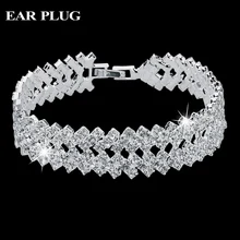 Luxury Crystal Bracelets For Women Silver Bracelets Bangles Femme Bridal Wedding Jewelry 2016 Vintage Bracelet SBR150218
