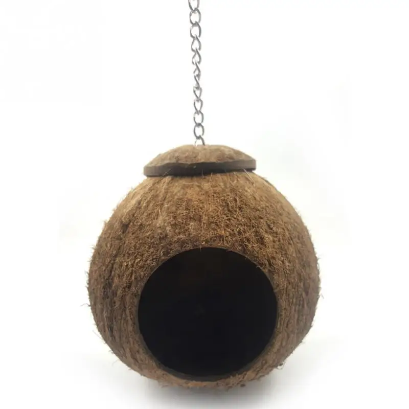 

Bird Supplies Natural Coconut Shell Bird Nest House Hut Cage Feeder Pet Parrot with Hanging Lanyard Parakeet Supplies