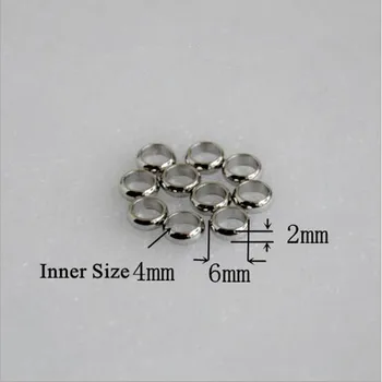 

50pcs Stainless Steel Spacer Beads fit 4mm Round Leather Cord Silver Tone Big Hole for DIY Bracelet Necklace Jewelry Making Z429