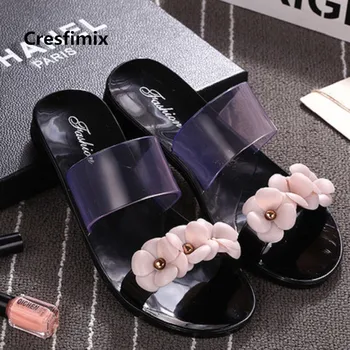 

Pantoufles Femmes Women Fashion Black Floral Slip on Slippers Lady Casual High Quality Jelly Slippers Waterproof Slippers E432