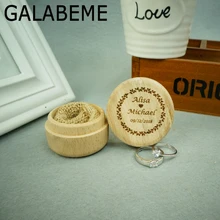 Galabeme пользовательские Сельский обручальное кольцо коробка персонализированные свадьбы деревянный держатель кольца деревенский подносителя колец Романтический деревянной коробке