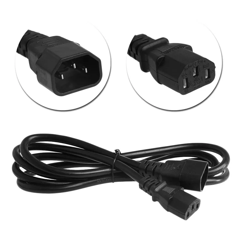 IEC 320 3 Pin C14 Male To C13 Female Main Power Extension Cord Lead