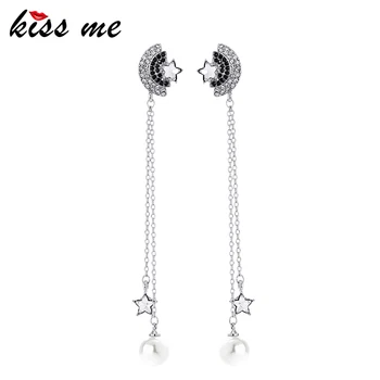 

KISS ME Korean Fashion Alloy Chain Tassel Crystal Semicircle Star Long Dangle Earrings Women Accessories