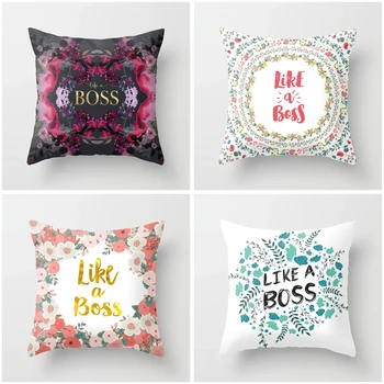 

Like a Boss Flower Pillow Case 45*45 Print Pillow Cases Polyester Print Sofa Car Cushion Cover Home Wholesale Dropshipping