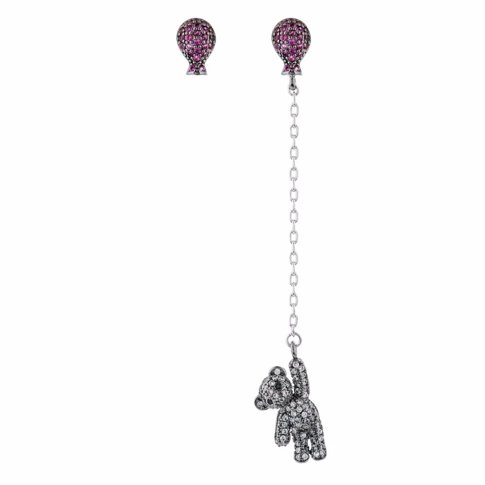 Высокое качество левый и правый ассиметричный медведь циркониевые серьги, встряхнуть и сунуть красивые серьги женского друга ювелирные изделия 226