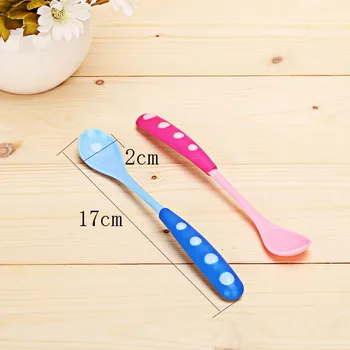 

2pcs Baby Spoon Lot Heat Sensing Thermal Colorful Safe PP Baby Spoon Anti-Skid Handle Learning Tableware Kids Weaning Silicone