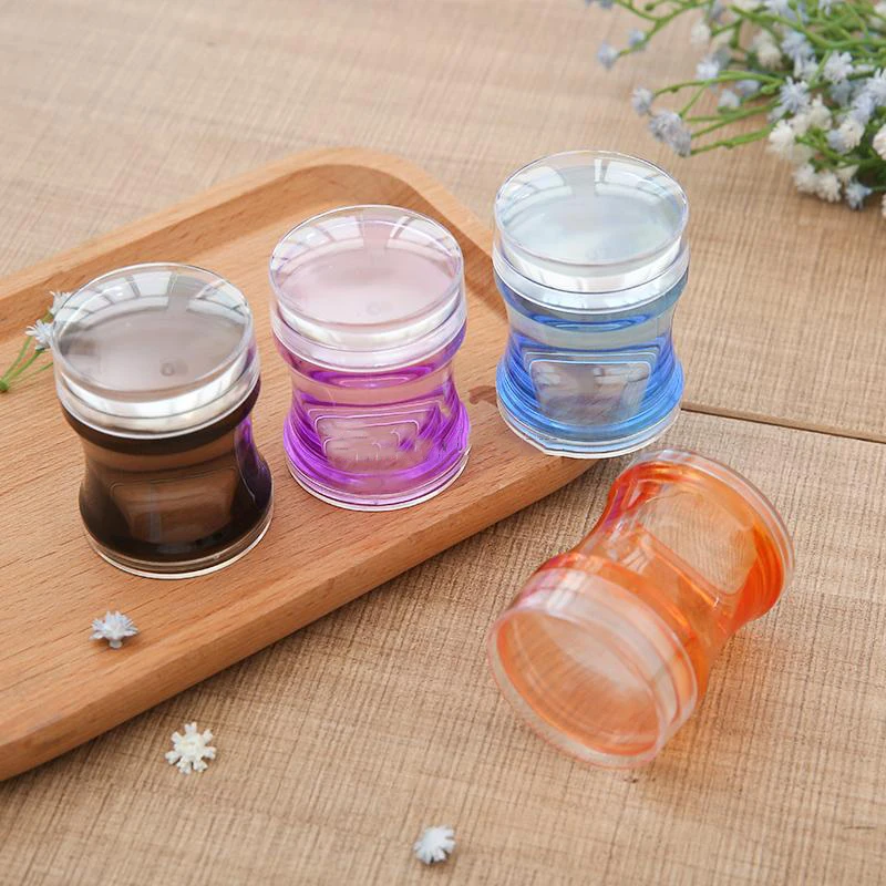 

1Pc 3.8cm Silicone Jelly Nail Art Polish Transfer Stamper Stamp Stamping Scraper with CapTemplate Print Manicure Tool Decoration