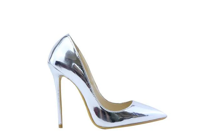 Sexy blue high heel stilettos pointed toe super high thin heels slip on women party dress silver pink purple gold shoes pumps 