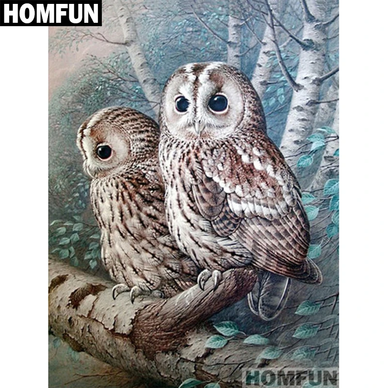 

HOMFUN Full Square/Round Drill 5D DIY Diamond Painting "forest owls" Embroidery Cross Stitch 5D Home Decor A01122