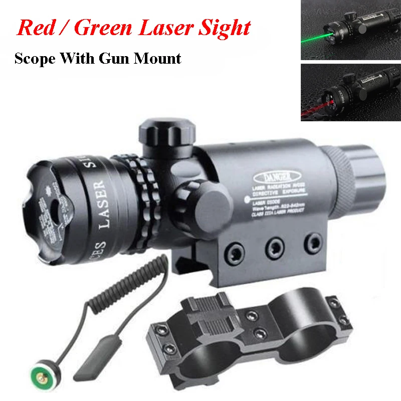 

Tactical Optics Sight Outdoor Shooting Hunting Rifle Gun Red / Green Laser Sight 5mw with 20mm Mount Laser Sights For Guns