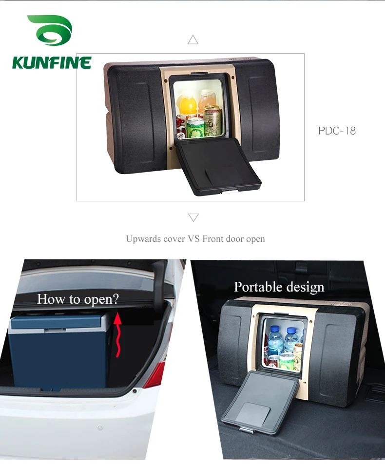KUNFINE DC 12V24V 110-240V AC Car Refrigerator Multi-Function Fridge Compressor Vehicel Protable Refrigerator Freezer Cooler PDC-18-1 (2)