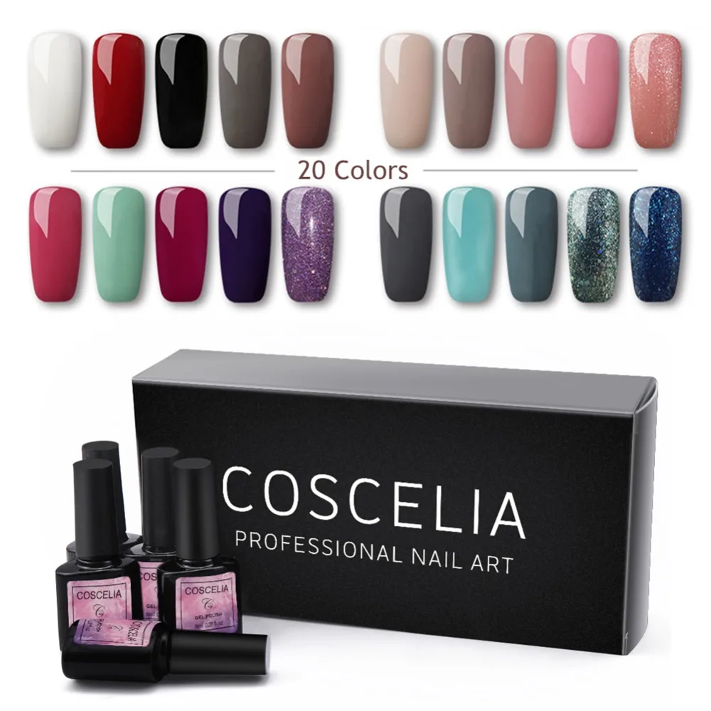 

COSCELIA 20PCS Gel Nail Polish 8ML Gel Paint 40 Colors For Choose Gel Varnish For Nail Art Uv Gel Nail Polish Manicure As Gifts