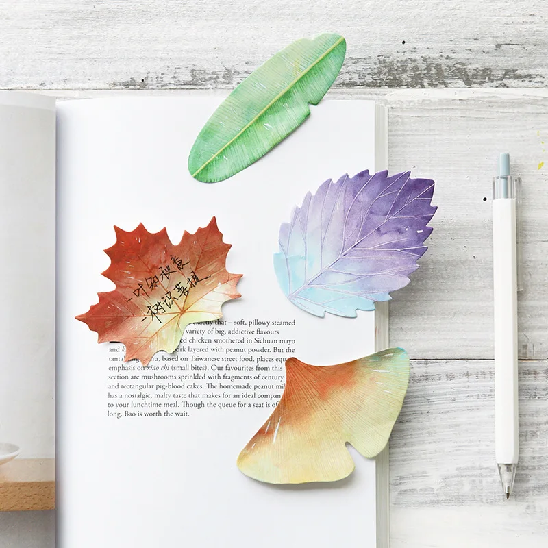 

30 Sheets/pad Fallen Leaves Notes Self-stick Notes Schedule Self Adhesive Memo Pad Bookmark Planner Stickers Stationery