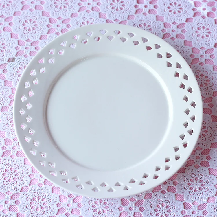 Buy free shipping white Ceramic disc dessert plate