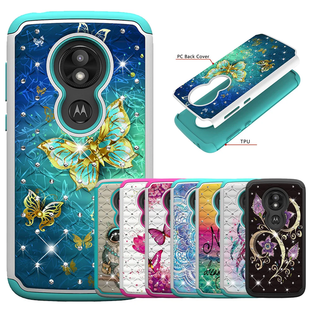 

KMUYSL Bling Diamond 2 in 1 Back Cover For Motorola Moto E4 USA Version /E5 Play /G6 /G6 play /E5 cruise Armor Phone Case Shell
