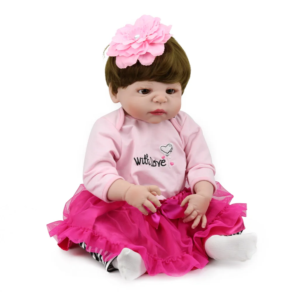 

Realistic bebe girl doll reborn 22" full silicone reborn baby dolls children bathe doll toy gift bebe princess bonecas reborn