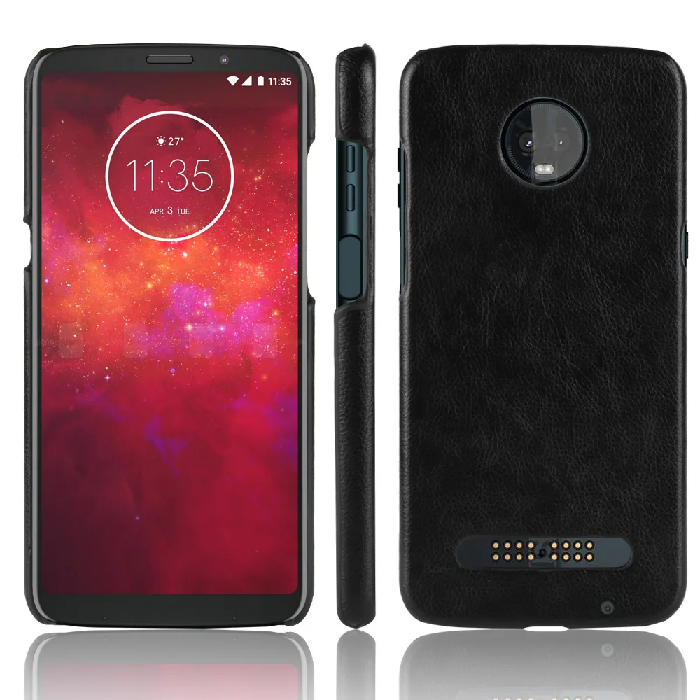 

Luxury Litchi Case for Motorola Moto Z3 Play Case 6.0 inch Leather PC hard Protection Case for Moto Z3 Play Phone Back Cover