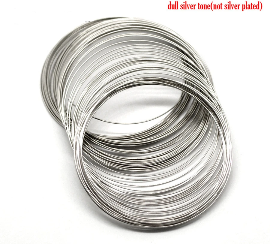 

DoreenBeads Steel Wire Memory Beading Bracelets Components Round Silver Color For DIY Jewelry Making 7cm-7.5cm Dia, 45 Loops