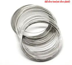 DoreenBeads Стальная проволока памяти Бисер компоненты браслетов круглые Серебристые для DIY ювелирное 7 см-7,5 см диаметр, 45 петли