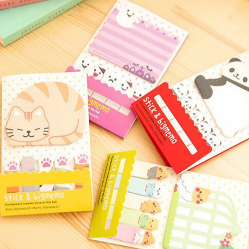 

3 Pcs/set Creative Animal Cat Panda Cute Kawaii Sticky Notes Post Memo Pad School Supplies Planner Stickers Paper