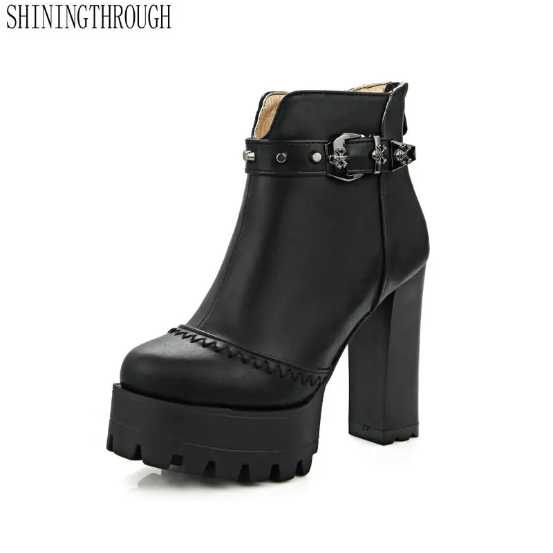 

2019 Erogenous Style Round Toe Ankle Boots Comfortable Boots Super High Heels platform Women Boots Large Size 34-43