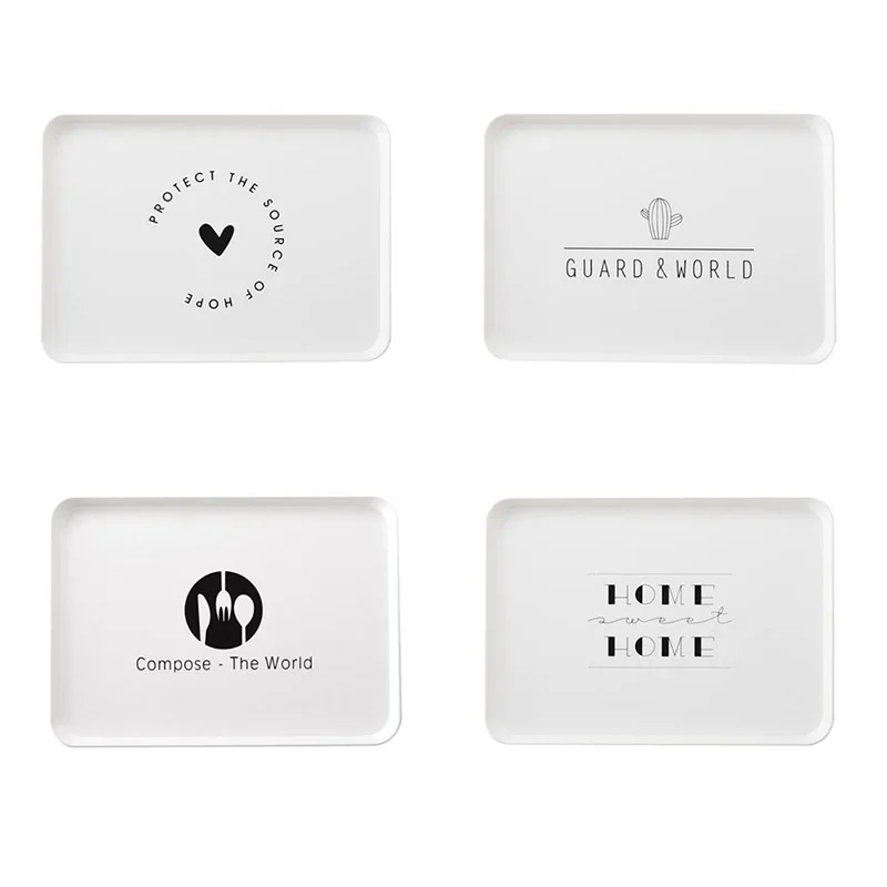 

1Pc Kitchen Breakfast Bread Snack for Kitchen Dessert Plate Concise Cartoon Pattern Plastic Square Plate Kitchen Accessories