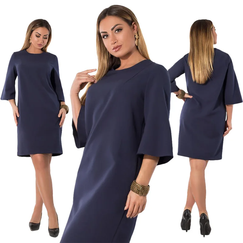 Lguc.H Summer Plus Size Casual Dress 2018 Women Elegant Slim Work