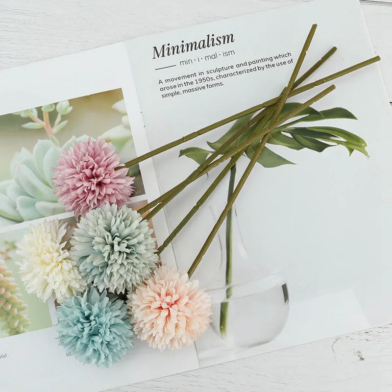 

New Silk Ball Chrysanthemum Flower Fake Artificial Flower Dandelion Outdoor Garden Home Decoration Flower Plant