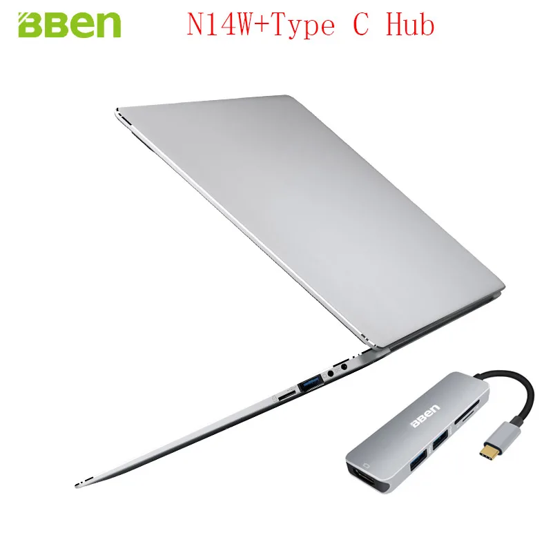 

Bben 14" N14W Windows10 Intel Apollo N3450 CPU Silver/Pink Color 4GB/64GB Ram/Emmc+SSD option Notebook Computer with Type C HUB