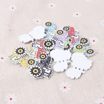 

20pcs mixed Colorful Tractor Pattern diy Wooden Buttons Botones Handmade Accessories Decoration Scrapbooking Crafts 30x21mm MZ54