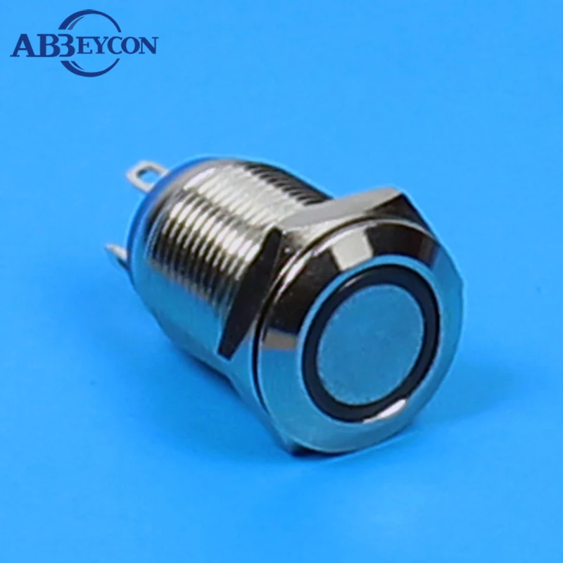 

Metal Shell 12MM 1PCS/Lot LED Push Button Small Switch Momentary 1NO Ring Illuminated 12V Metal Waterproof Solder Pin Terminal