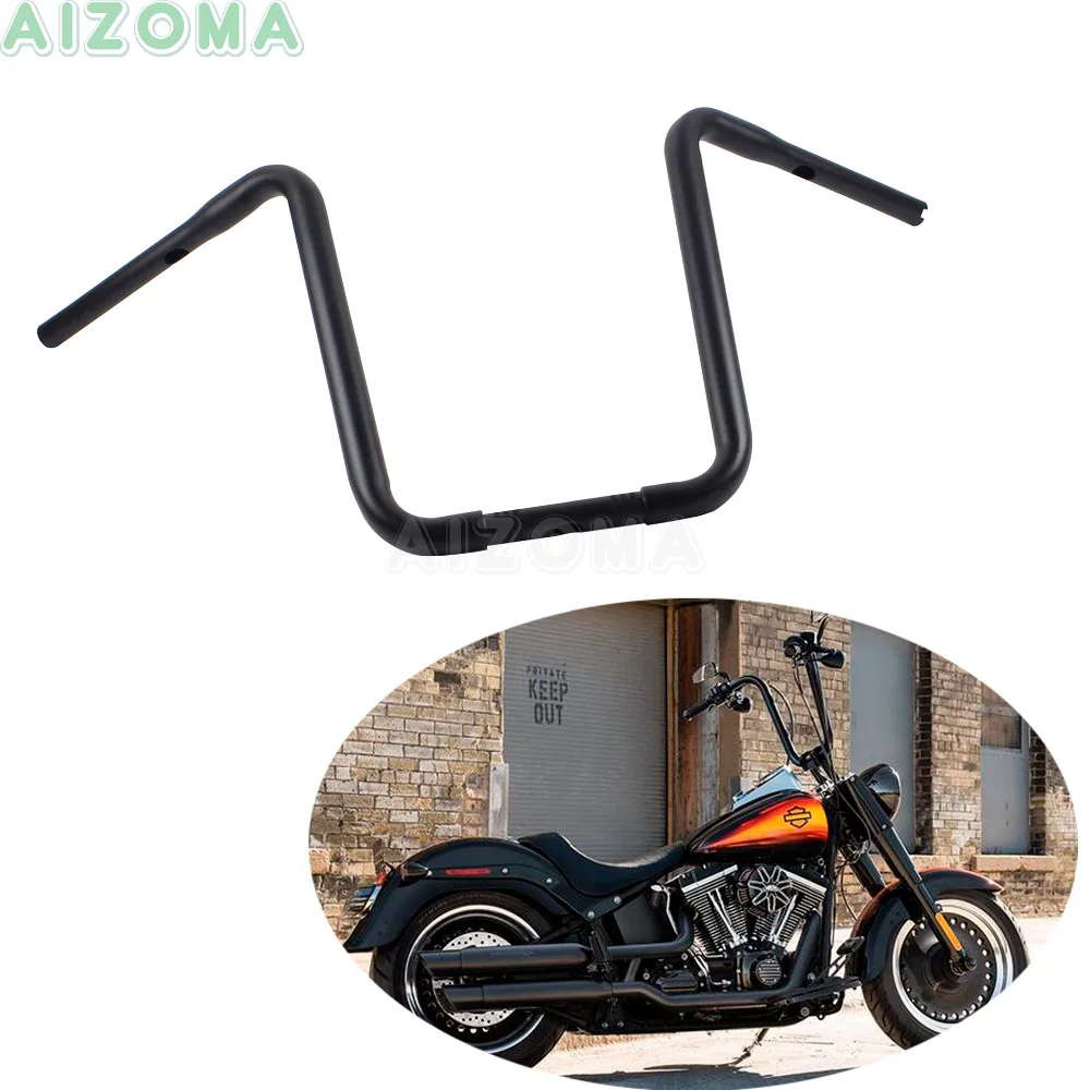

14" Rise Motorcycle Buckhorn Handlebar 1'' Ape Hanger for Harley Sportster Touirng Dyna FXD Bobber Custom Softail Fat Boy 95-19