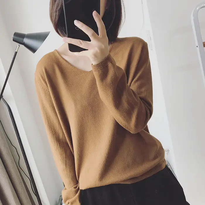 Vangull Sweater V-Neck Women 2019 New Autumn Cashmere Sweater Solid Sexy Pullovers Coat Female Casual knitted Winter Sweater