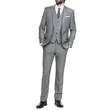2 кнопки Нотч Формальные Высокое качество индивидуальные(куртка+ брюки+ жилет+ галстук) мужской костюм светло-серый мода Slim Fit Для мужчин Sui