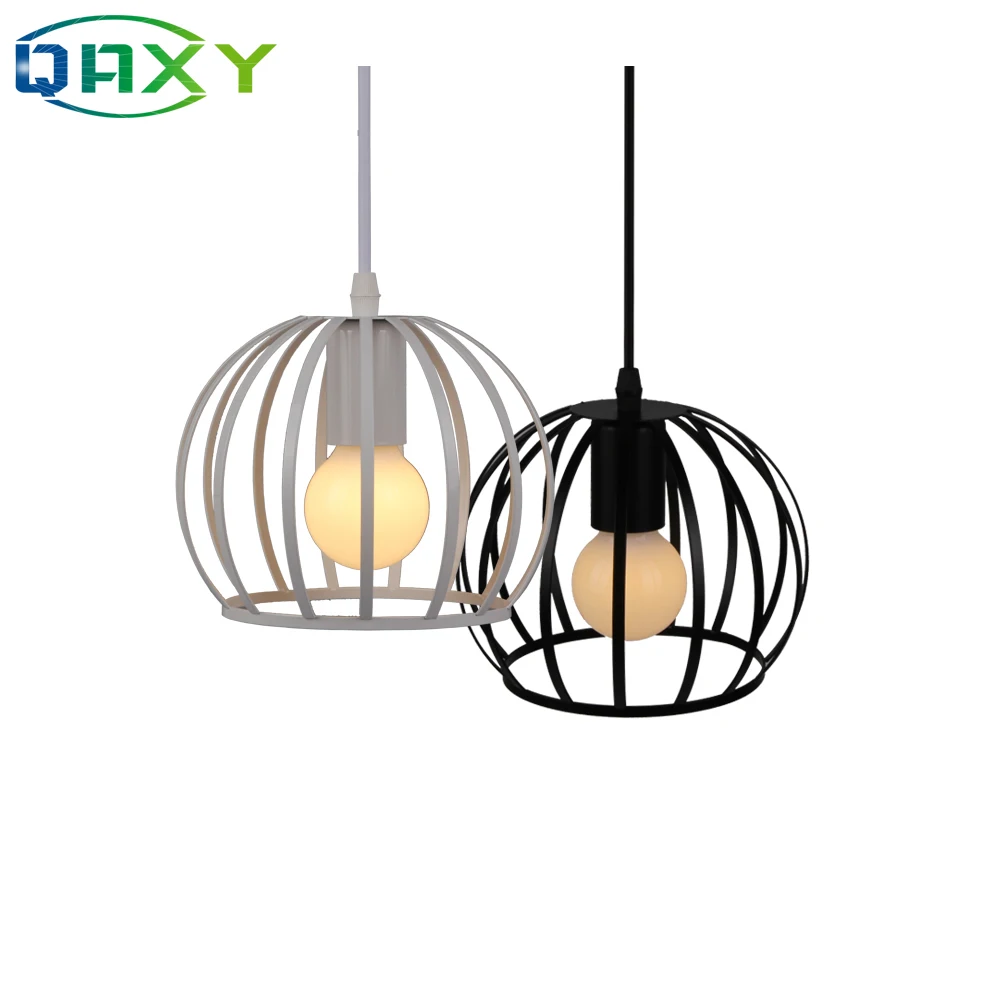 D18CM * H14CM черный и белый E27 железная Круглая Клетка Подвесные светильники