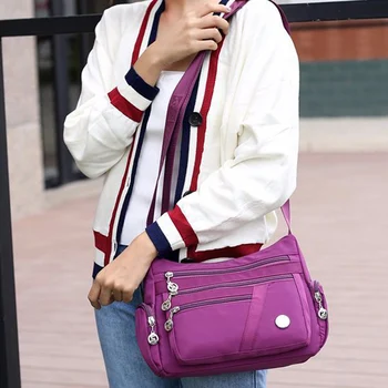 

Woman Bag Storage Nylon Bag Multi-pockets Sporty Bag Waterproof Solid Bag 2019 Hot Sales