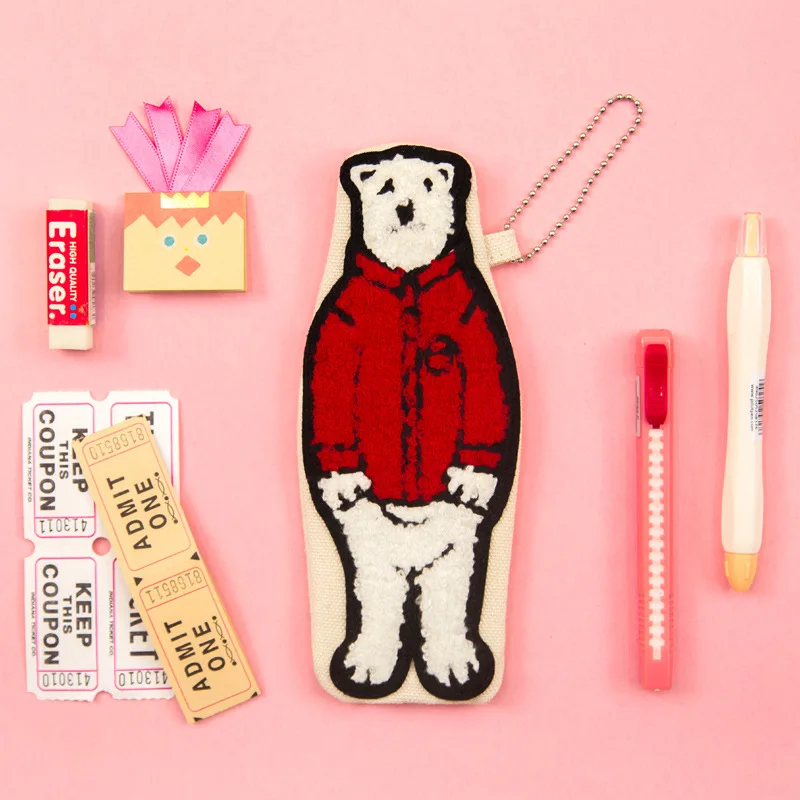 Jamie Notes Stare Bear Girl Pencilcase For School Cute Portable Multifunction Purse Makeup Bag Zipper Kawaii Stationery Supplies