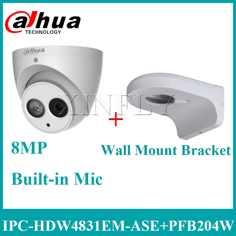 

Dahua Original IPC-HDW4831EM-ASE 4K 8MP Eyeball Network Camera IR50m Built-in Mic SD Card With Wall Mount Bracket PFB204W